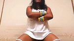 Chubby girl records her nude dance in various cost