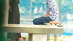 Hijabi girl enjoys outdoor sex riding on her love