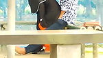 Hijabi girl enjoys outdoor sex riding on her love