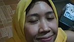 Hijabi slut takes clients cum on her face