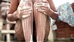 Bhabhi taking bath outdoor  showing