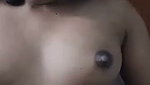 Boyfriend pressing her boobs of gf