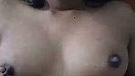 Boyfriend pressing her boobs of gf