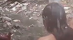 Hot girl bathing outdoor  show her boob