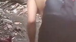 Hot girl bathing outdoor  show her boob