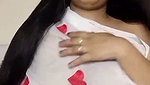 Aunty showing her boobs in transparent white saree