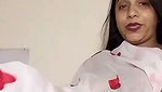 Aunty showing her boobs in transparent white saree