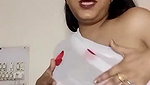 Aunty showing her boobs in transparent white saree