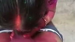 Holi color hot blowjob sex with Didi