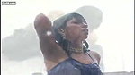 Young shy girls wet body navel show sad song in rain