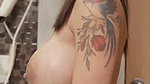 Sexy model showing her hot figure  tattoo