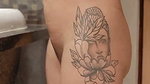 Sexy model showing her hot figure  tattoo
