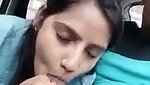 Beautiful hot girlfriend giving Blowjob inside car