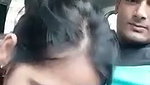 Beautiful hot girlfriend giving Blowjob inside car