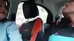 Beautiful hot girlfriend giving Blowjob inside car