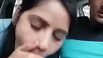 Beautiful hot girlfriend giving Blowjob inside car