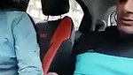 Beautiful hot girlfriend giving Blowjob inside car