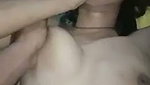 Boyfriend pressing her boobs