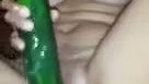 Watch Horny girl inserting Cucumber inside pussy