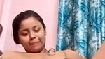 Girl fucks her pussy with a bottle during a video