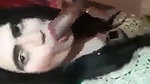 Shemale gives a blowjob to her horny stepbrother