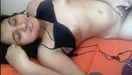 Beautiful girl boobs press  Fingering her pussy on vc