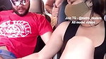 Two ladies enjoying inside car with single guy