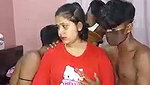 Hot Bengali bhabhi give Blowjob  fucked with three nephew