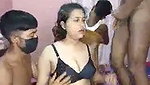 Hot Bengali bhabhi give Blowjob  fucked with three nephew