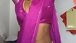 Pink Saree Aunty Nude Showing Live