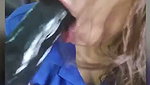 Beautiful girl show her boobs  suck black dilo