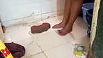 Big ass aunty washing her dress  showing