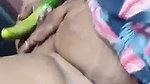 Aunty inserting cucumber inside her pussy