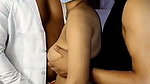 Sexy college girl enjoying with two classmate
