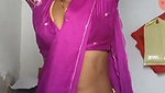 Pink Saree Aunty Nude Showing Live