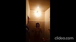 beautiful slim girl recording while bathing