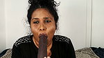 Horny Indian lily bhabhi suck black dilo  drilling her pussy