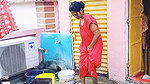 Youtuber aunty washing dress  showing her boobs