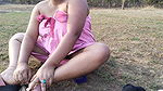 Hot Desi Sexy Bhabhi Girl shows sexy boobs by doing bath show in outdoor, also roams in forest