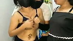 Two ladies having same boyfriend  enjoying showing