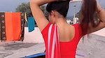 sanchita sexy navel in red saree