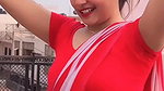 sanchita sexy navel in red saree