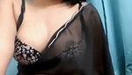Beautiful black saree girl showing boobs
