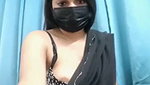 Beautiful black saree girl showing boobs