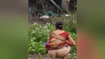 Aunty pissing in open area