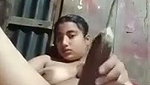 Sexy girl drilling pussy with big brinjal