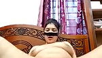 Hot aunty rubbing her pussy  showing pink pussy
