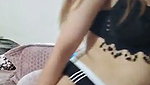 Sexy hot girl pressing her own boobs  enjoying