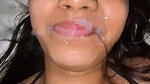 cum on mouth and boob press
