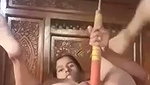 girl Masturbating With Large Ladle